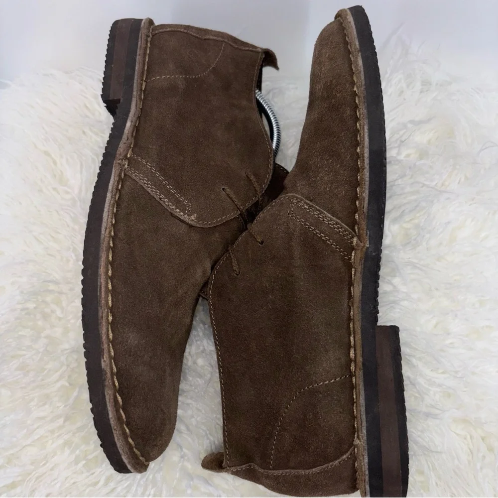 Merona Men 11 Brown Suede Chukka Leather Ankle Boots 2‎ Eyelet Classic Timeless